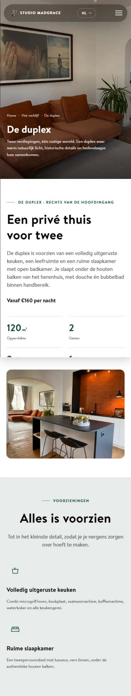 De pagina over de duplex van studiomadgrace.com op de gsm