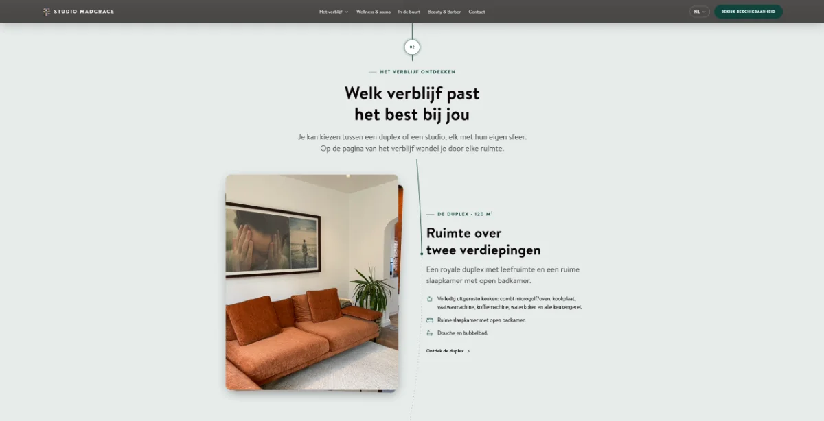 Pagina over de duplex op de website van Studio MadGrace